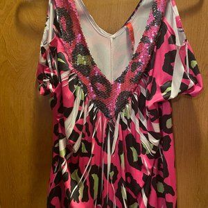 Cheetah Print Cold Shoulder Top